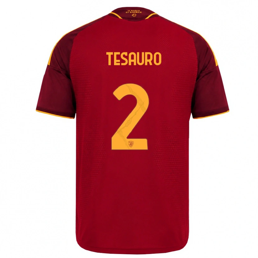 Danxen Homme Maillot Emanuele Tesauro #2 Rouge Doré Jaune Tenues Domicile 2026/27 T-Shirt