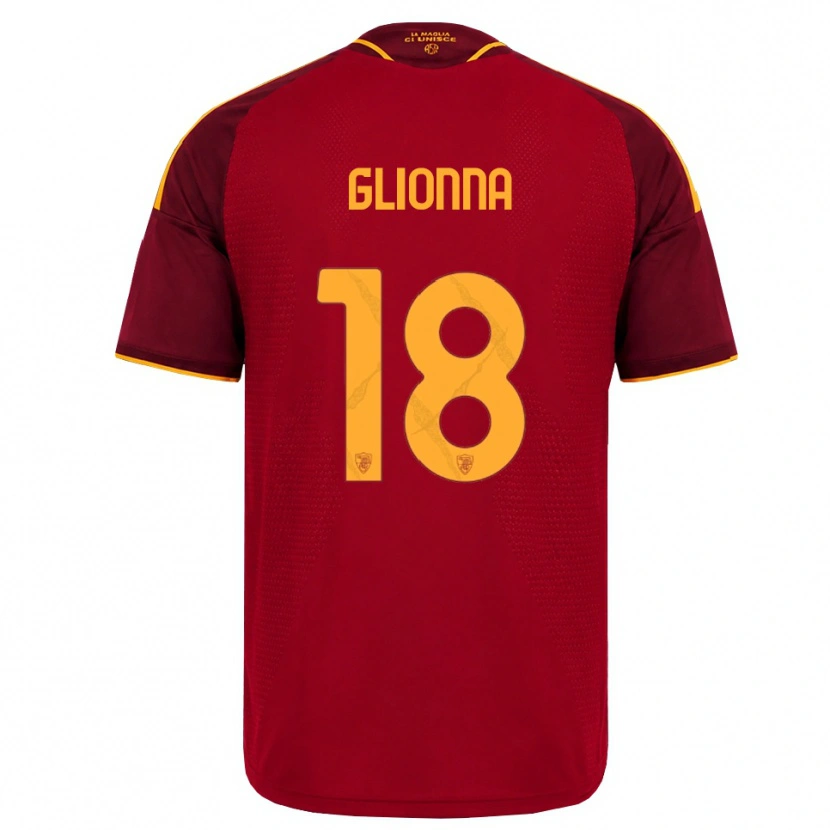 Danxen Homme Maillot Benedetta Glionna #18 Rouge Doré Jaune Tenues Domicile 2026/27 T-Shirt