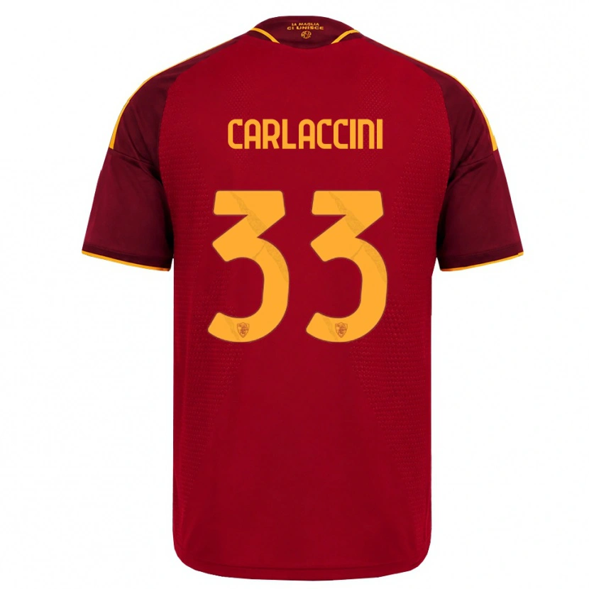 Danxen Homme Maillot Samuele Carlaccini #33 Rouge Doré Jaune Tenues Domicile 2026/27 T-Shirt