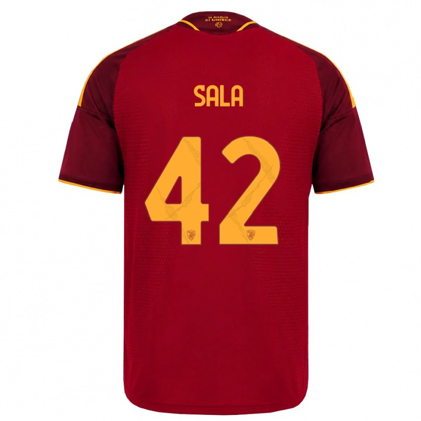 Danxen Homme Maillot Edoardo Sala #42 Rouge Doré Jaune Tenues Domicile 2026/27 T-Shirt