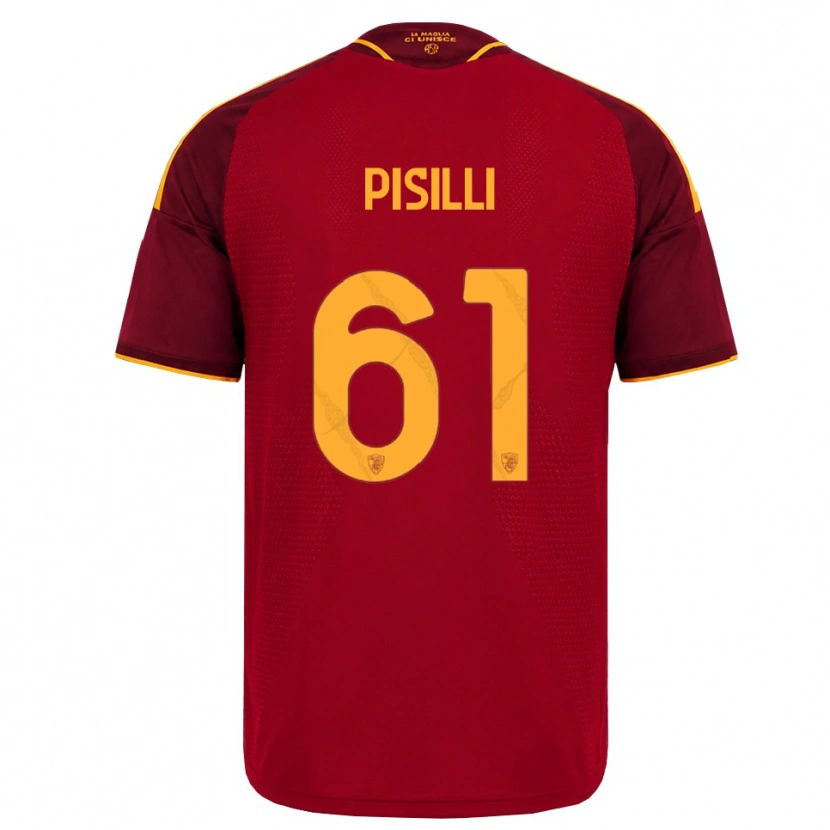 Danxen Homme Maillot Niccolò Pisilli #61 Rouge Doré Jaune Tenues Domicile 2026/27 T-Shirt