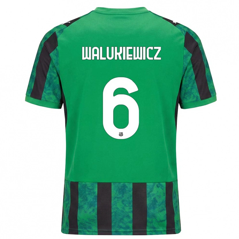 Danxen Homme Maillot Sebastian Walukiewicz #6 Vert Noir Blanc Tenues Domicile 2026/27 T-Shirt