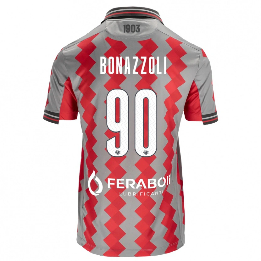 Danxen Homme Maillot Federico Bonazzoli #90 Gris Rouge Blanc Tenues Domicile 2026/27 T-Shirt