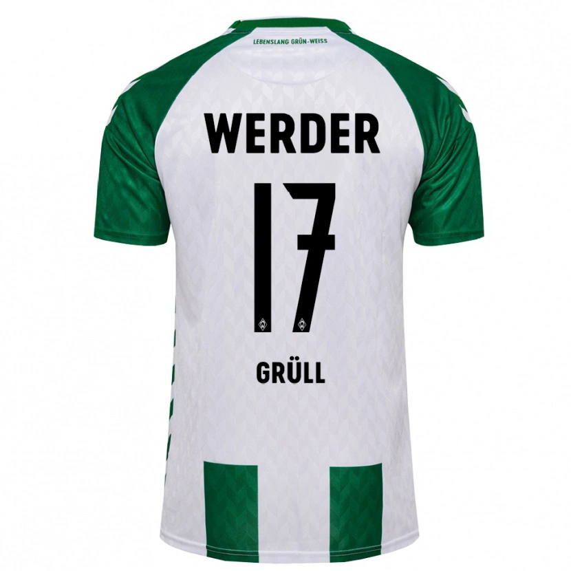 Danxen Homme Maillot Marco Grüll #17 Vert Blanc Tenues Domicile 2026/27 T-Shirt