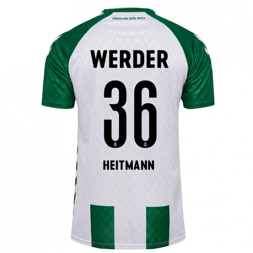 Danxen Homme Maillot Mats Heitmann #36 Vert Blanc Tenues Domicile 2026/27 T-Shirt