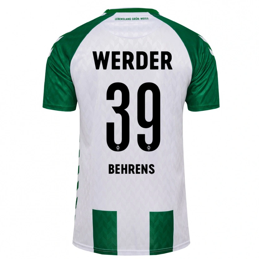Danxen Homme Maillot Jette Behrens #39 Vert Blanc Tenues Domicile 2026/27 T-Shirt