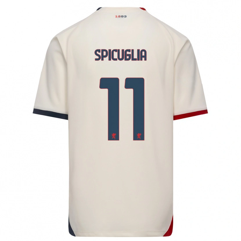 Danxen Homme Maillot Elia Spicuglia #11 Blanc Cassé Rouge Tenues Extérieur 2026/27 T-Shirt