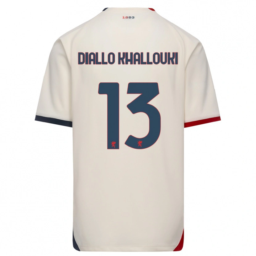 Danxen Homme Maillot Siaka Diallo Khallouki #13 Blanc Cassé Rouge Tenues Extérieur 2026/27 T-Shirt