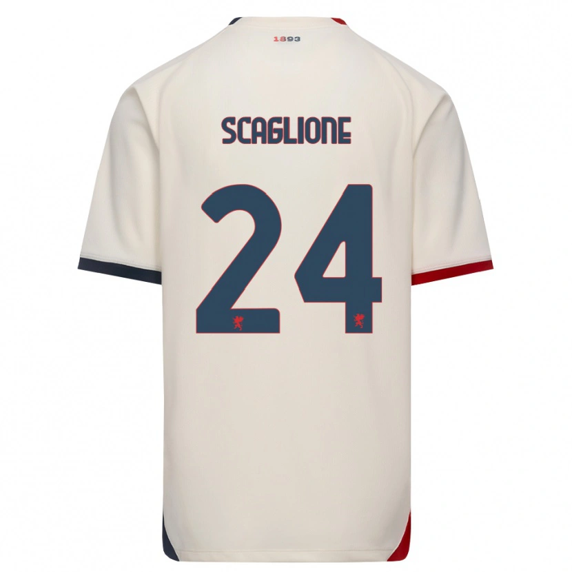 Danxen Homme Maillot Roberto Scaglione #24 Blanc Cassé Rouge Tenues Extérieur 2026/27 T-Shirt