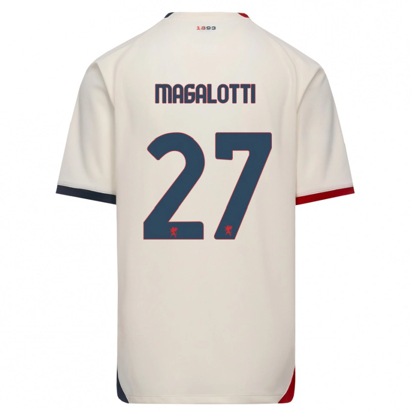 Danxen Homme Maillot Gabriele Magalotti #27 Blanc Cassé Rouge Tenues Extérieur 2026/27 T-Shirt