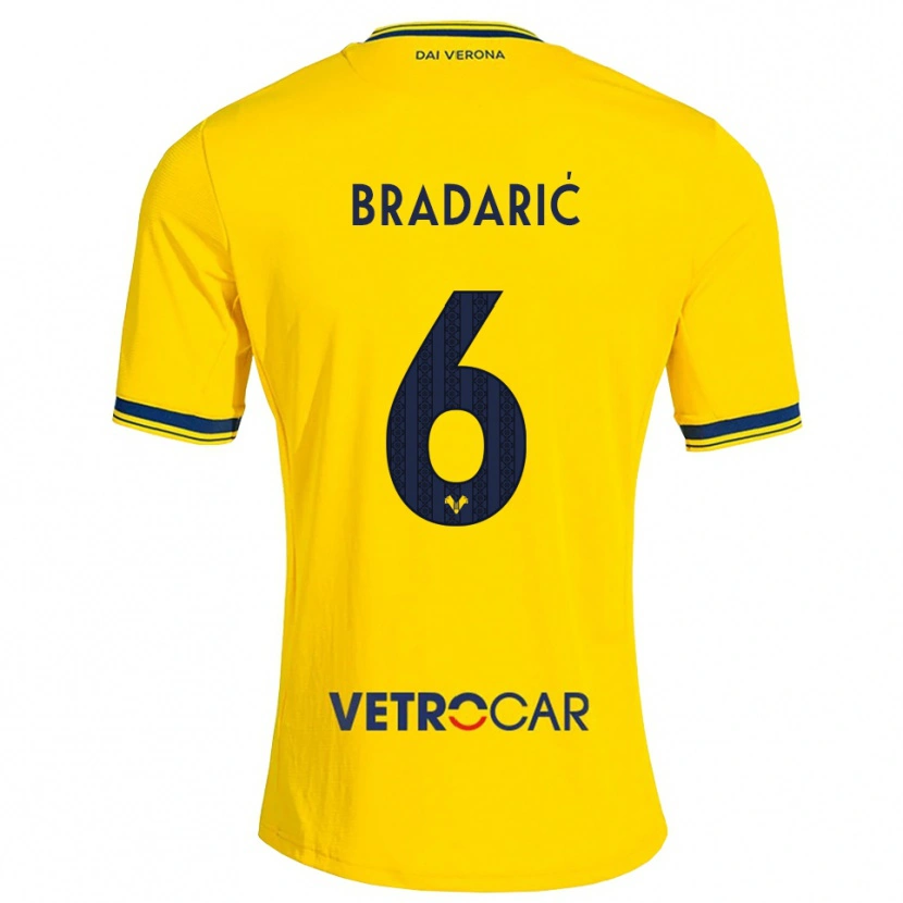 Danxen Homme Maillot Domagoj Bradarić #6 Jaune Rouge Tenues Extérieur 2026/27 T-Shirt