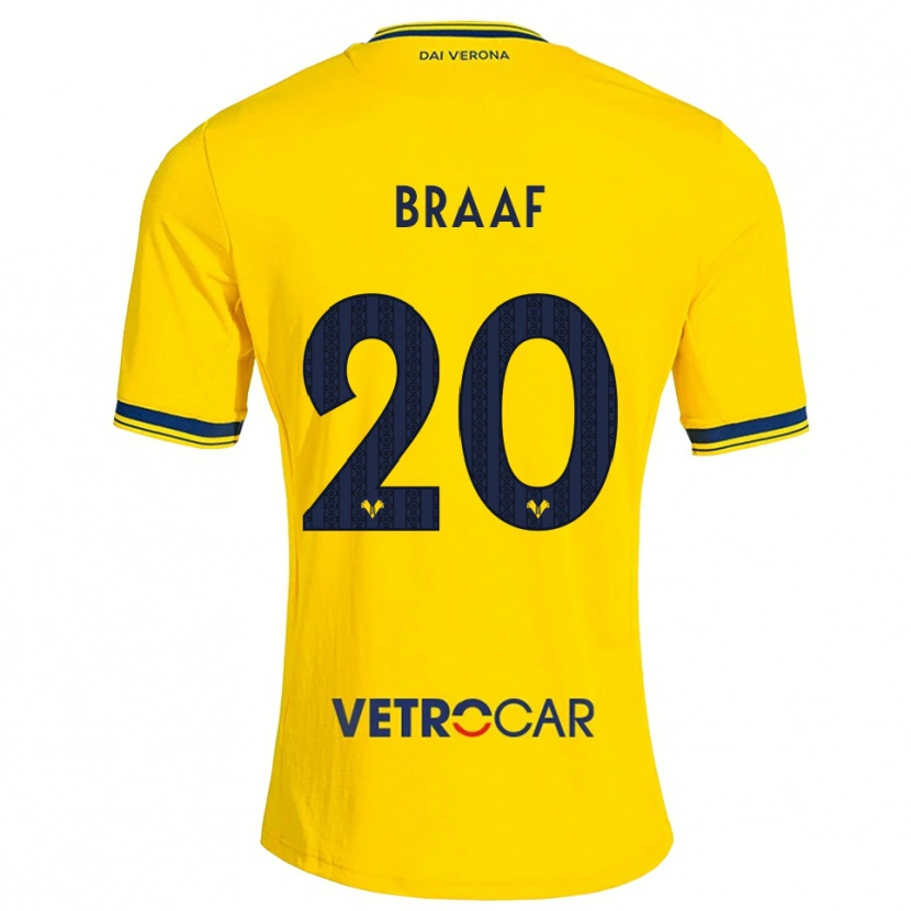 Danxen Homme Maillot Jayden Braaf #20 Jaune Rouge Tenues Extérieur 2026/27 T-Shirt