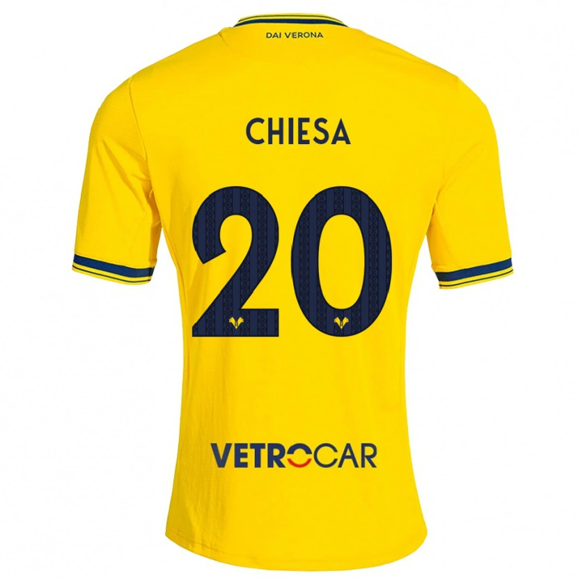 Danxen Homme Maillot Mattia Chiesa #20 Jaune Rouge Tenues Extérieur 2026/27 T-Shirt