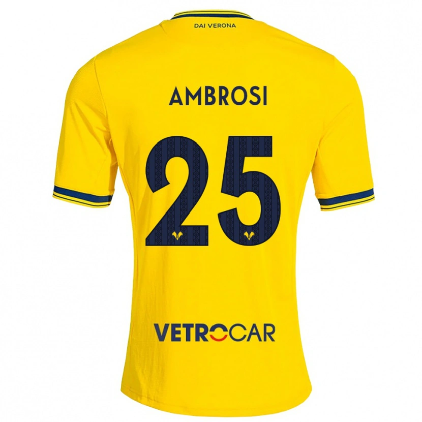 Danxen Homme Maillot Caterina Ambrosi #25 Jaune Rouge Tenues Extérieur 2026/27 T-Shirt