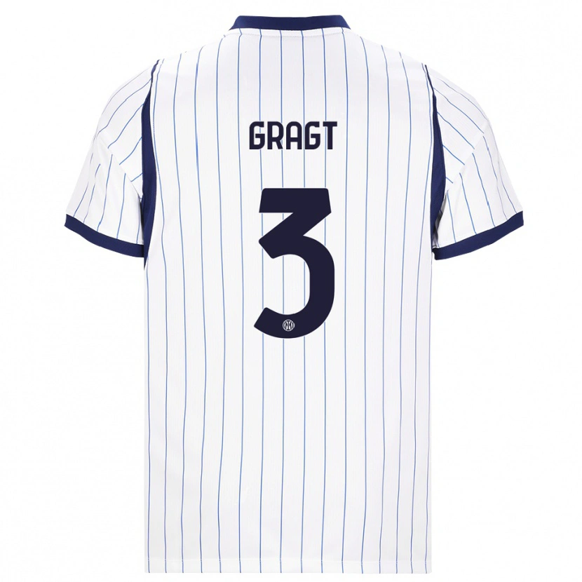 Danxen Homme Maillot Stefanie Van Der Gragt #3 Blanc Bleu Marine Tenues Extérieur 2026/27 T-Shirt