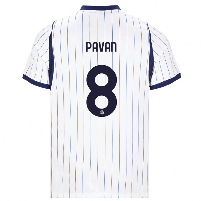 Danxen Homme Maillot Matilde Pavan #8 Blanc Bleu Marine Tenues Extérieur 2026/27 T-Shirt