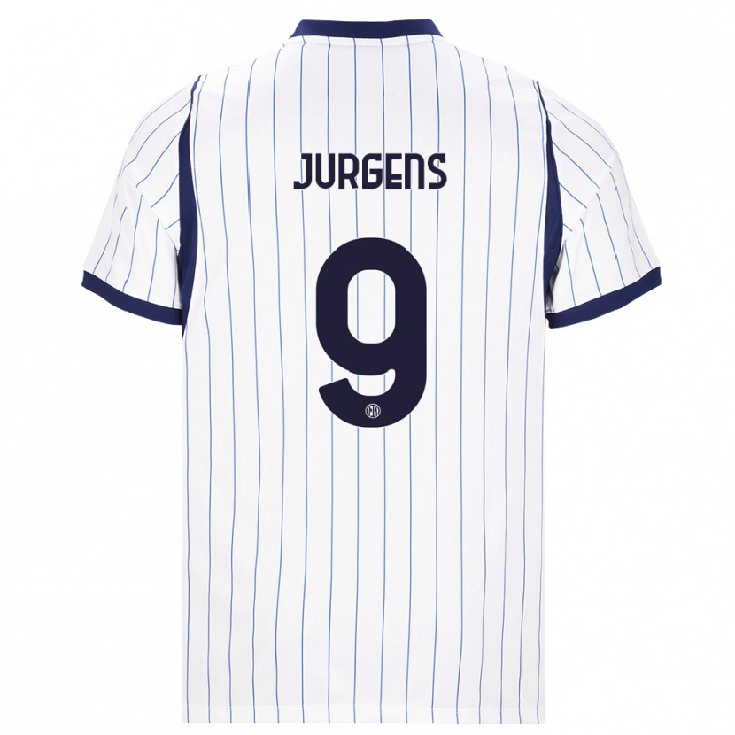 Danxen Homme Maillot Oliver Jurgens #9 Blanc Bleu Marine Tenues Extérieur 2026/27 T-Shirt