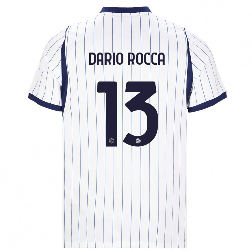 Danxen Homme Maillot Edoardo Dario Rocca #13 Blanc Bleu Marine Tenues Extérieur 2026/27 T-Shirt
