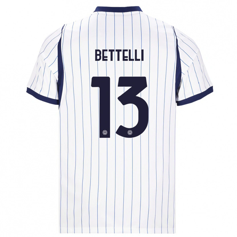 Danxen Homme Maillot Luca Bettelli #13 Blanc Bleu Marine Tenues Extérieur 2026/27 T-Shirt