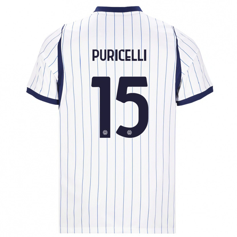 Danxen Homme Maillot Lorenzo Puricelli #15 Blanc Bleu Marine Tenues Extérieur 2026/27 T-Shirt