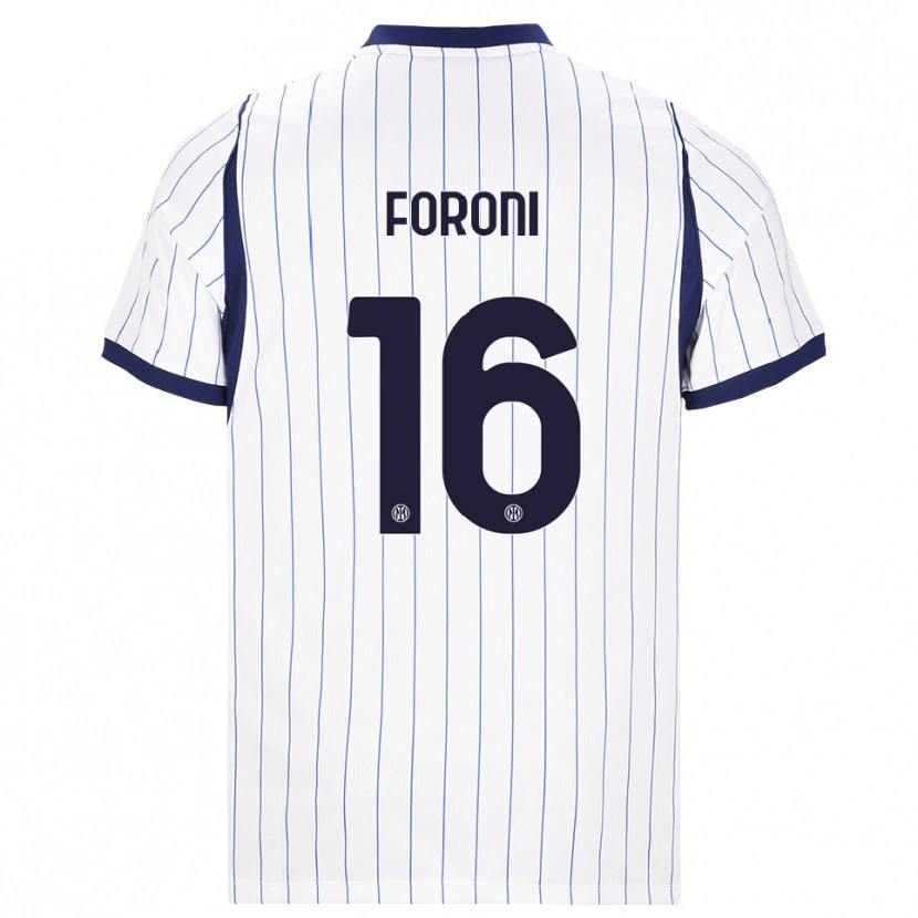 Danxen Homme Maillot Alessandro Foroni #16 Blanc Bleu Marine Tenues Extérieur 2026/27 T-Shirt
