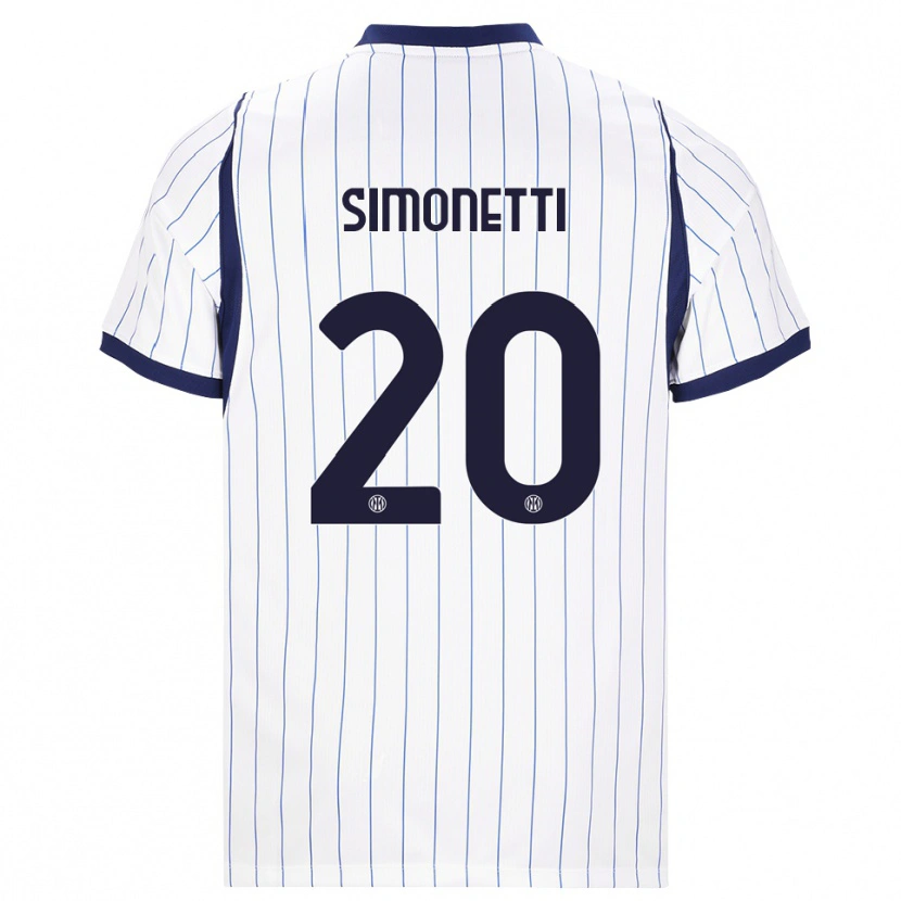 Danxen Homme Maillot Flaminia Simonetti #20 Blanc Bleu Marine Tenues Extérieur 2026/27 T-Shirt