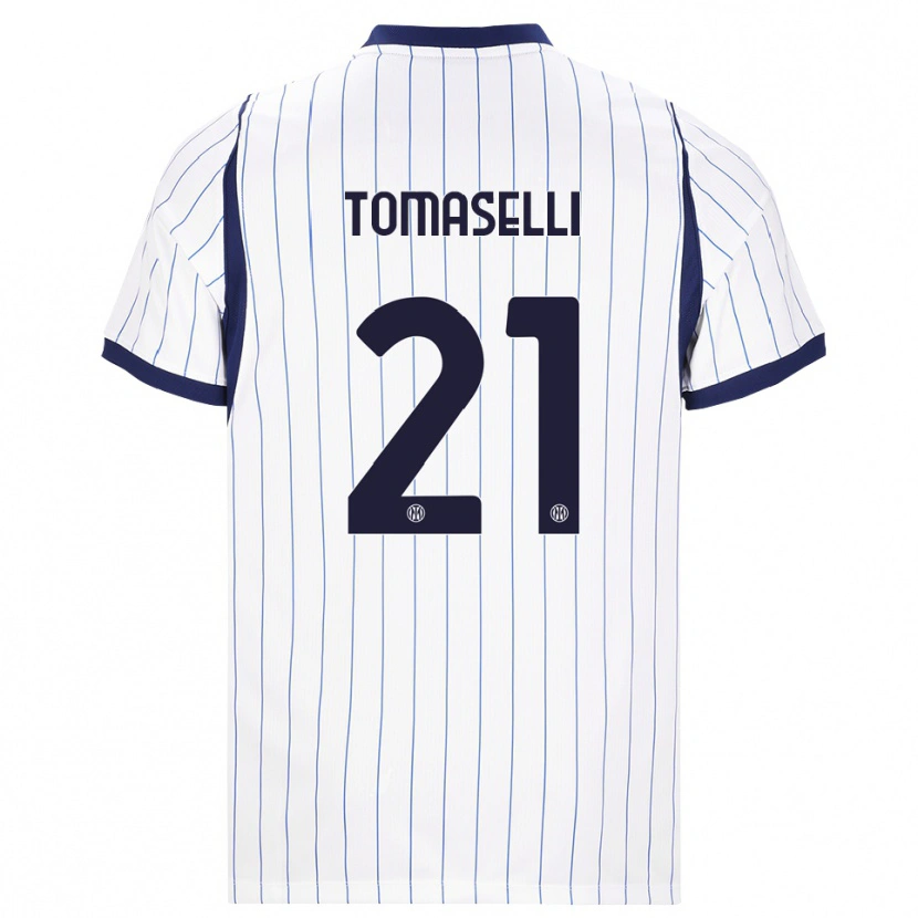 Danxen Homme Maillot Martina Tomaselli #21 Blanc Bleu Marine Tenues Extérieur 2026/27 T-Shirt