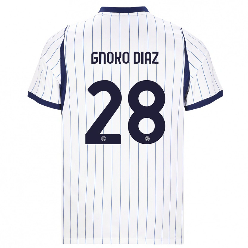 Danxen Homme Maillot Hillary Gnoko Diaz #28 Blanc Bleu Marine Tenues Extérieur 2026/27 T-Shirt