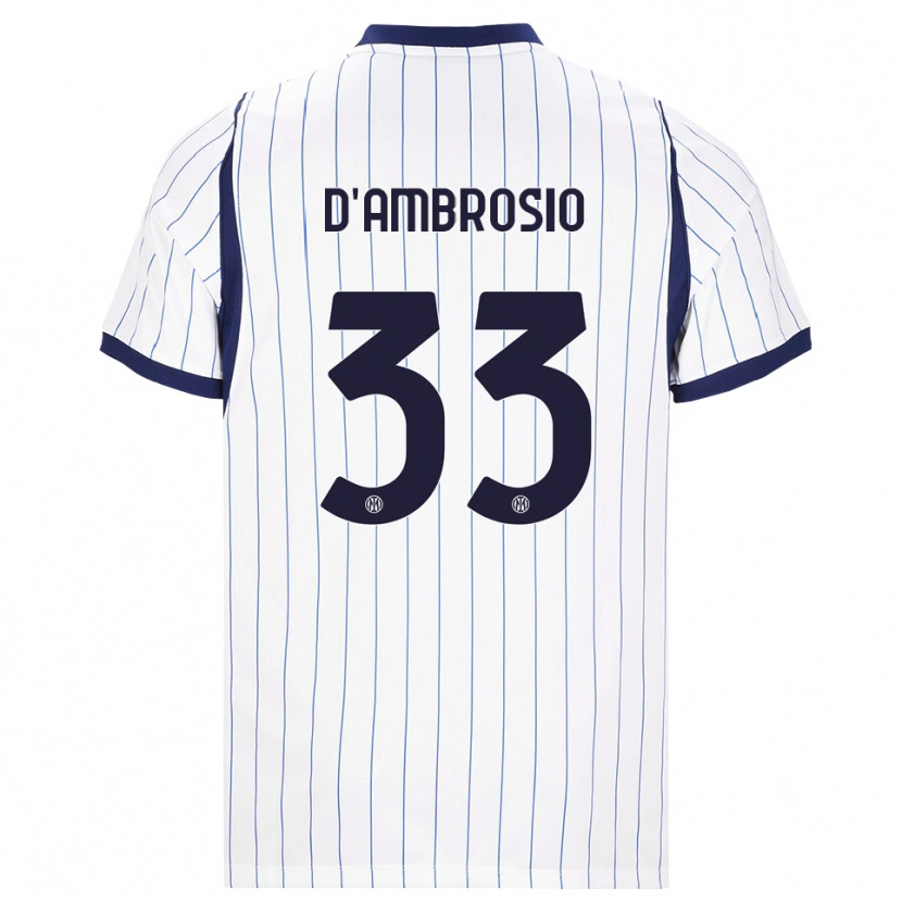 Danxen Homme Maillot Danilo D'ambrosio #33 Blanc Bleu Marine Tenues Extérieur 2026/27 T-Shirt
