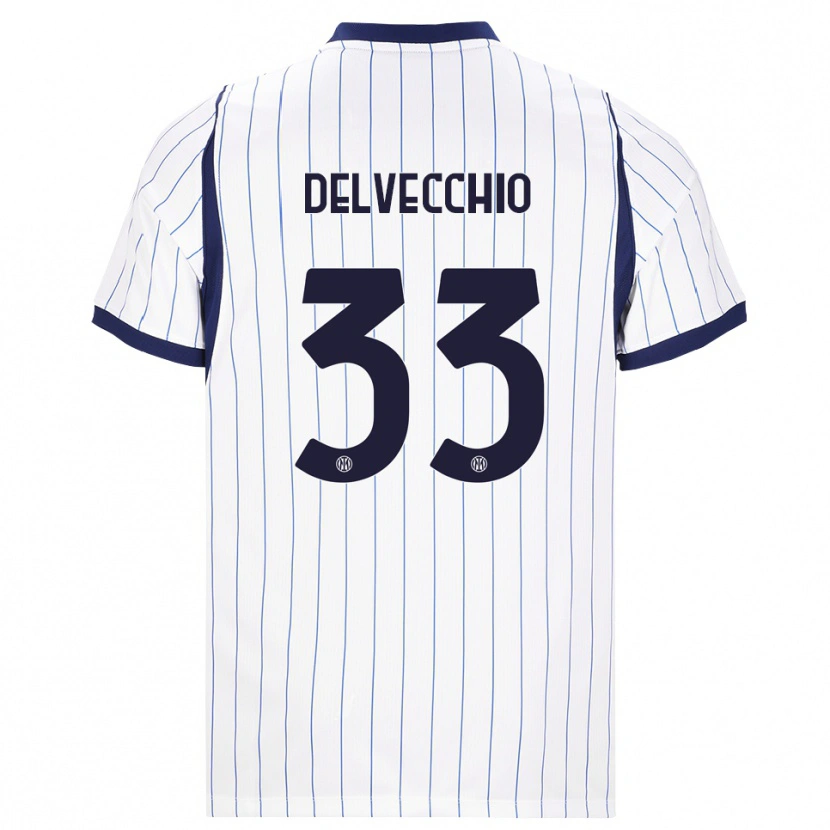 Danxen Homme Maillot Gabriele Delvecchio #33 Blanc Bleu Marine Tenues Extérieur 2026/27 T-Shirt