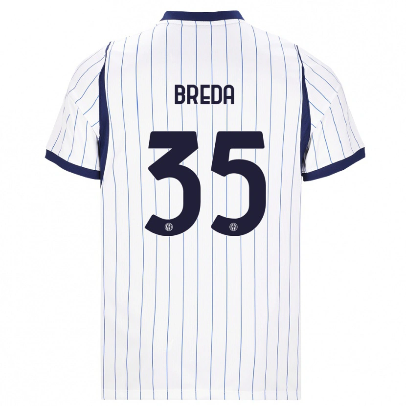 Danxen Homme Maillot Cristian Breda #35 Blanc Bleu Marine Tenues Extérieur 2026/27 T-Shirt