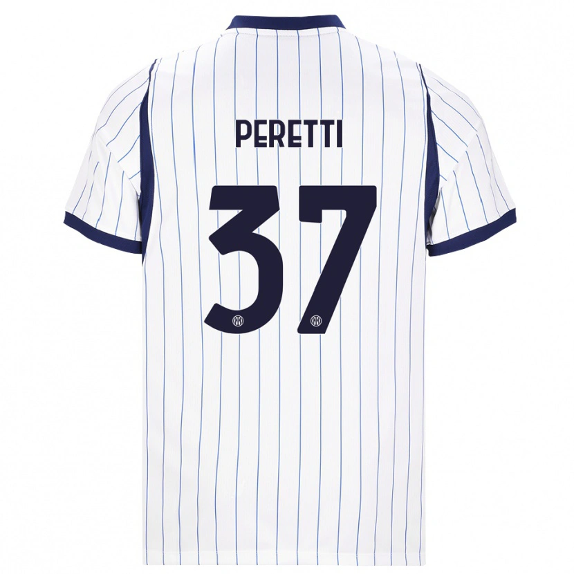 Danxen Homme Maillot Lorenzo Peretti #37 Blanc Bleu Marine Tenues Extérieur 2026/27 T-Shirt