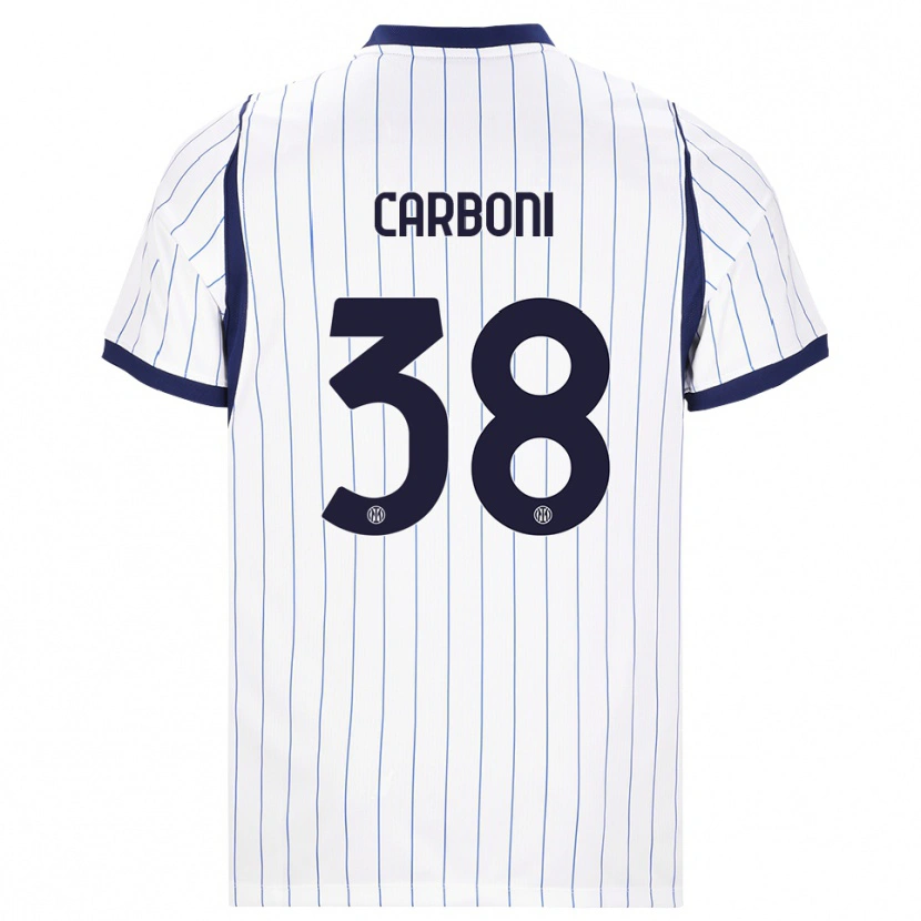 Danxen Homme Maillot Valentin Carboni #38 Blanc Bleu Marine Tenues Extérieur 2026/27 T-Shirt