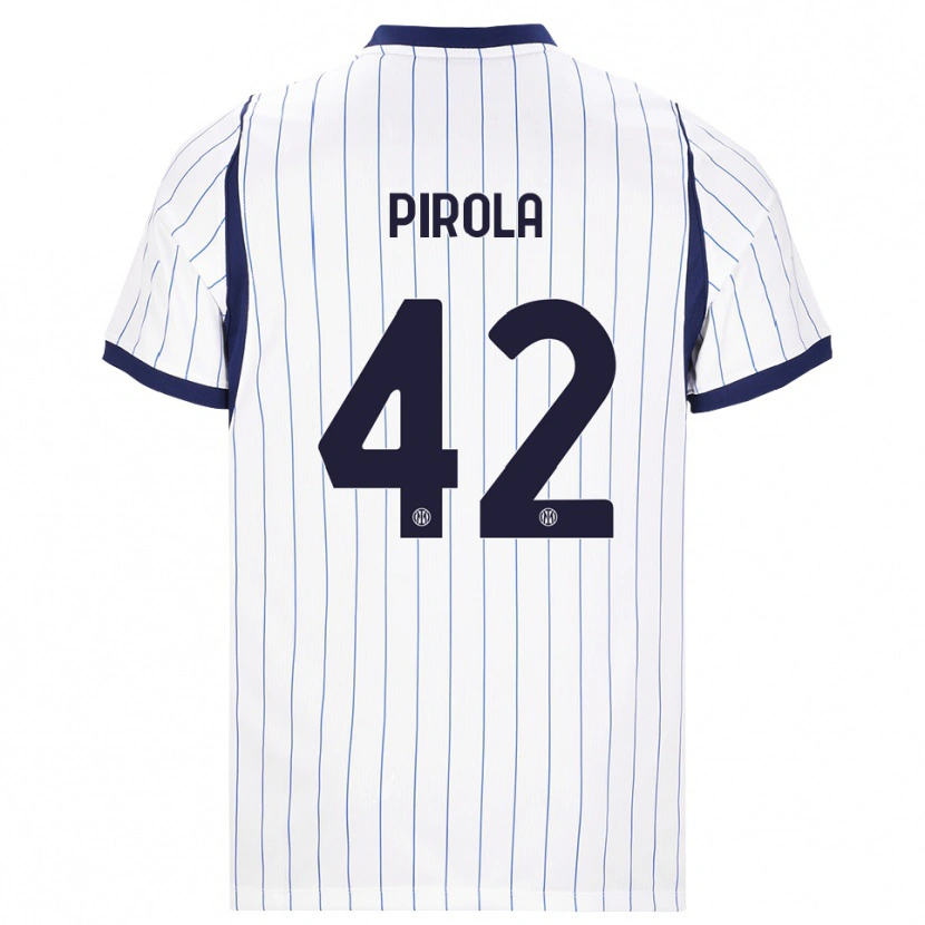 Danxen Homme Maillot Samuele Pirola #42 Blanc Bleu Marine Tenues Extérieur 2026/27 T-Shirt