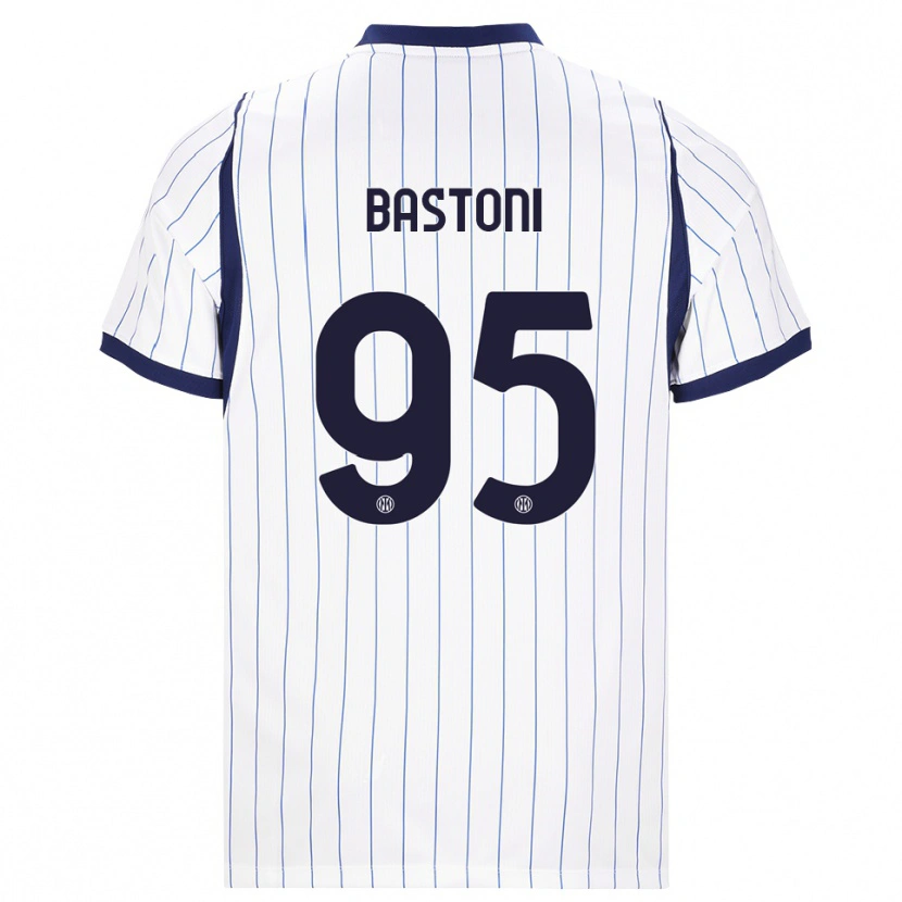 Danxen Homme Maillot Alessandro Bastoni #95 Blanc Bleu Marine Tenues Extérieur 2026/27 T-Shirt