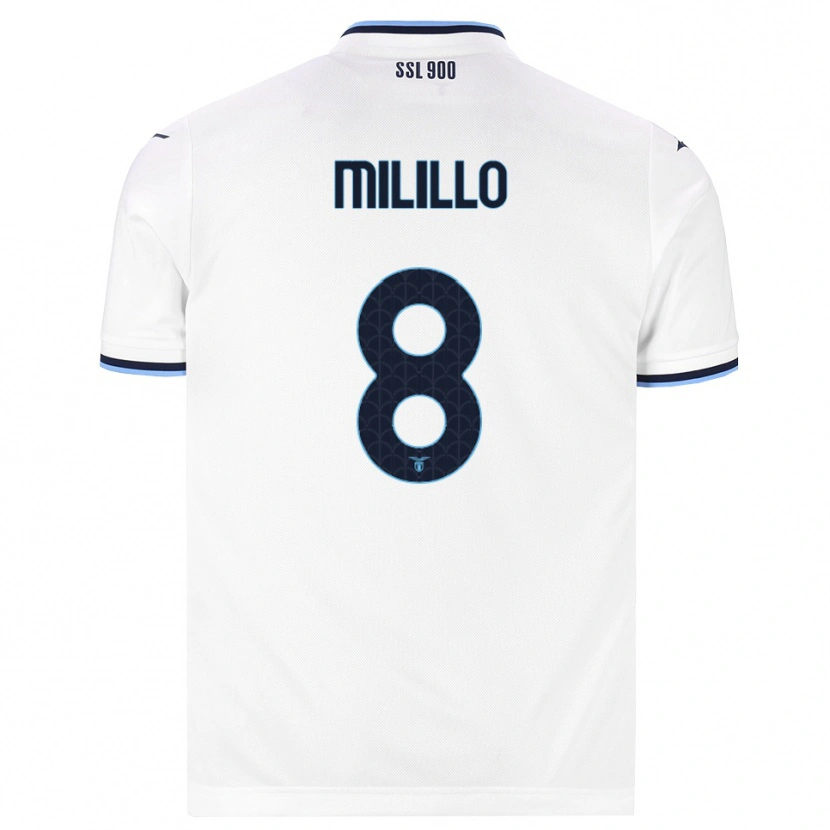 Danxen Homme Maillot Flavio Milillo #8 Blanc Bleu Marine Tenues Extérieur 2026/27 T-Shirt
