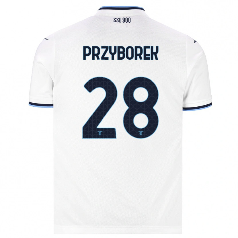 Danxen Homme Maillot Adrian Przyborek #28 Blanc Bleu Marine Tenues Extérieur 2026/27 T-Shirt