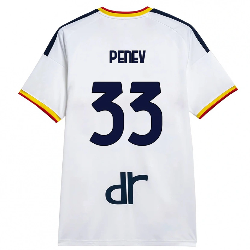 Danxen Homme Maillot Plamen Penev #33 Blanc Jaune Rouge Tenues Extérieur 2026/27 T-Shirt