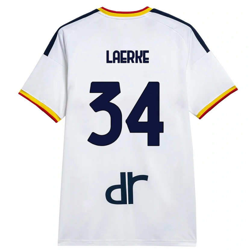 Danxen Homme Maillot Hjalte Lærke #34 Blanc Jaune Rouge Tenues Extérieur 2026/27 T-Shirt