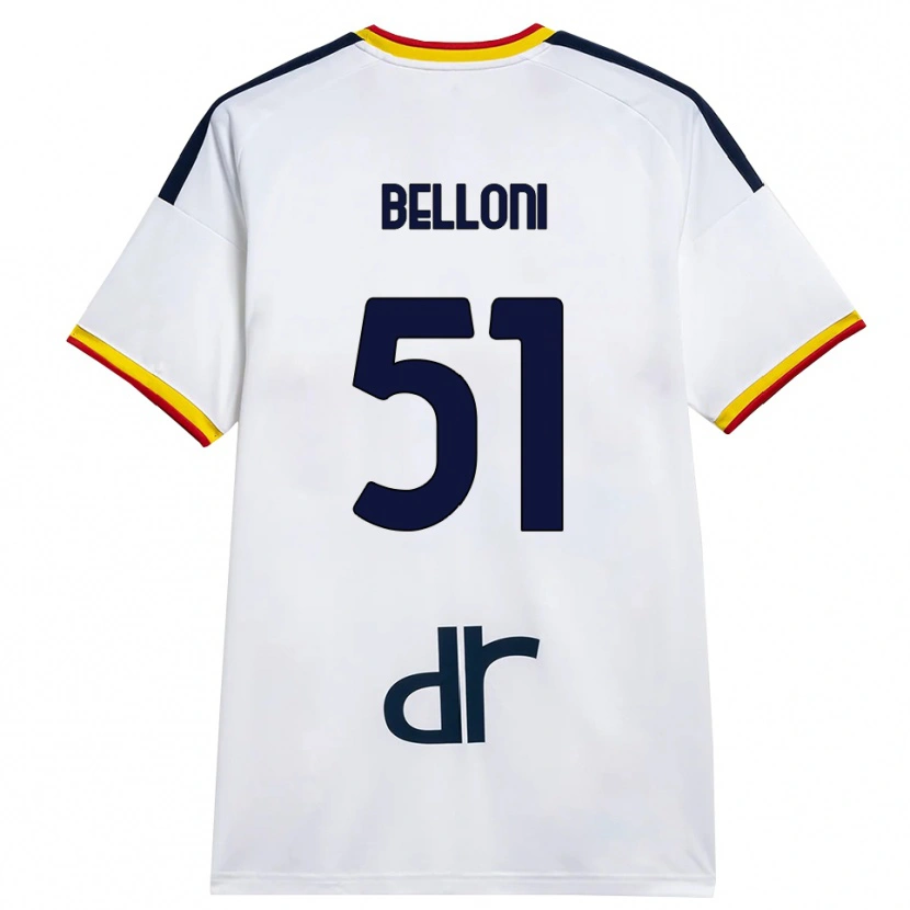 Danxen Homme Maillot Giacomo Belloni #51 Blanc Jaune Rouge Tenues Extérieur 2026/27 T-Shirt