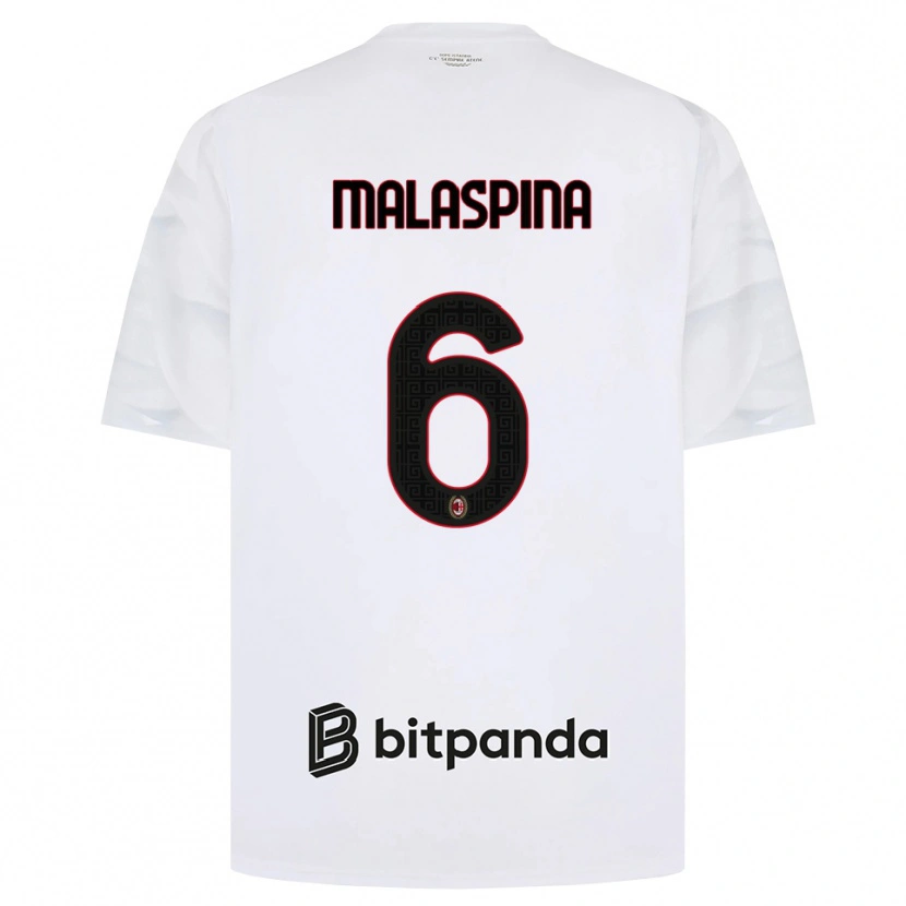 Danxen Homme Maillot Mattia Malaspina #6 Blanc Rouge Noir Tenues Extérieur 2026/27 T-Shirt