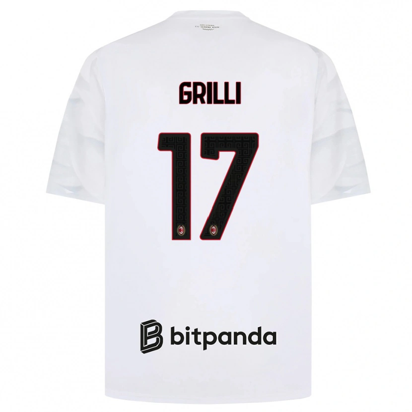 Danxen Homme Maillot Federico Grilli #17 Blanc Rouge Noir Tenues Extérieur 2026/27 T-Shirt