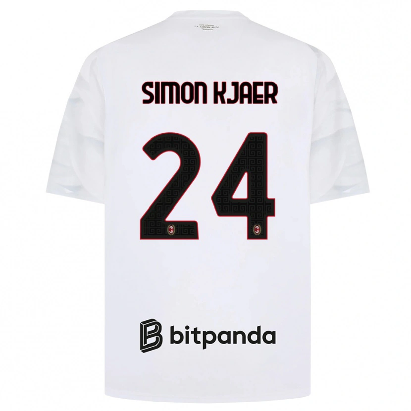 Danxen Homme Maillot Simon Kjaer #24 Blanc Rouge Noir Tenues Extérieur 2026/27 T-Shirt