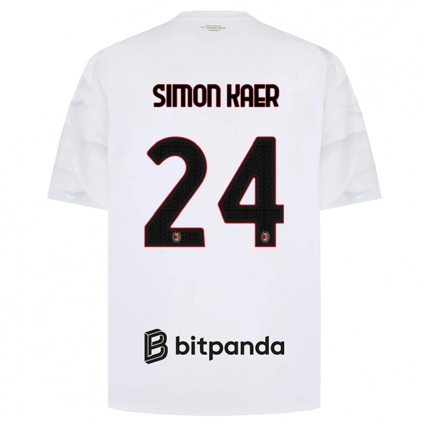 Danxen Homme Maillot Simon Kaer #24 Blanc Rouge Noir Tenues Extérieur 2026/27 T-Shirt