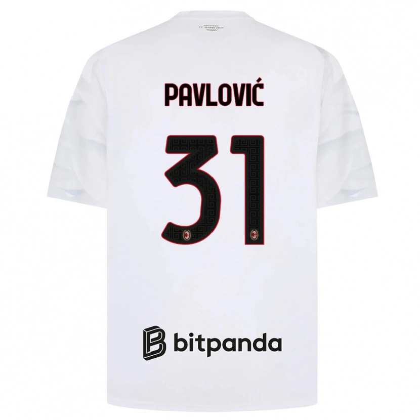Danxen Homme Maillot Strahinja Pavlović #31 Blanc Rouge Noir Tenues Extérieur 2026/27 T-Shirt