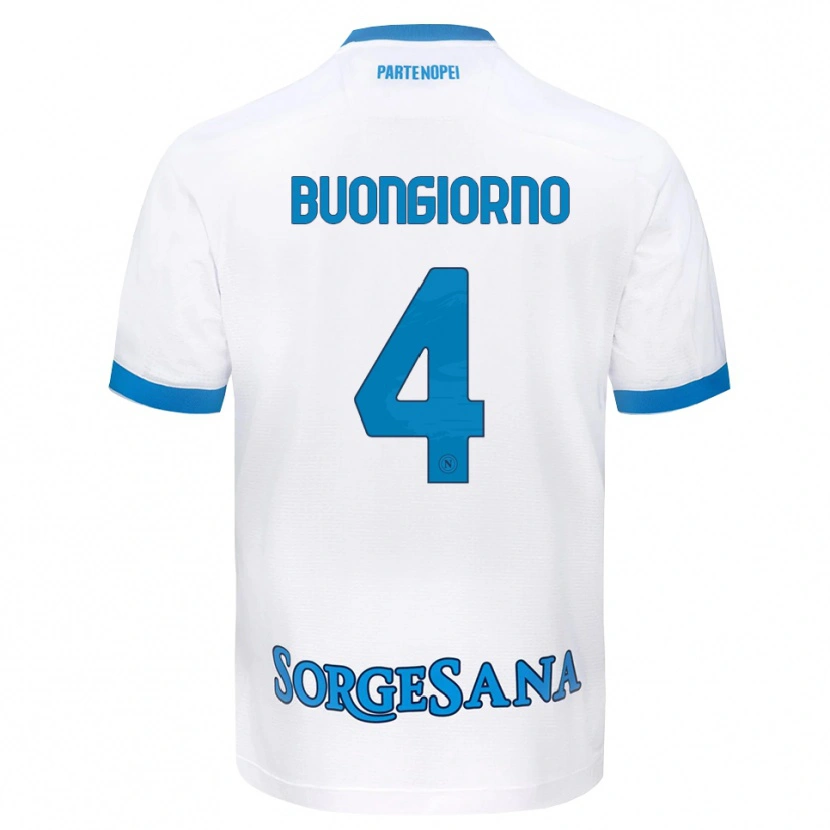 Danxen Homme Maillot Alessandro Buongiorno #4 Blanc Bleu Ciel Tenues Extérieur 2026/27 T-Shirt