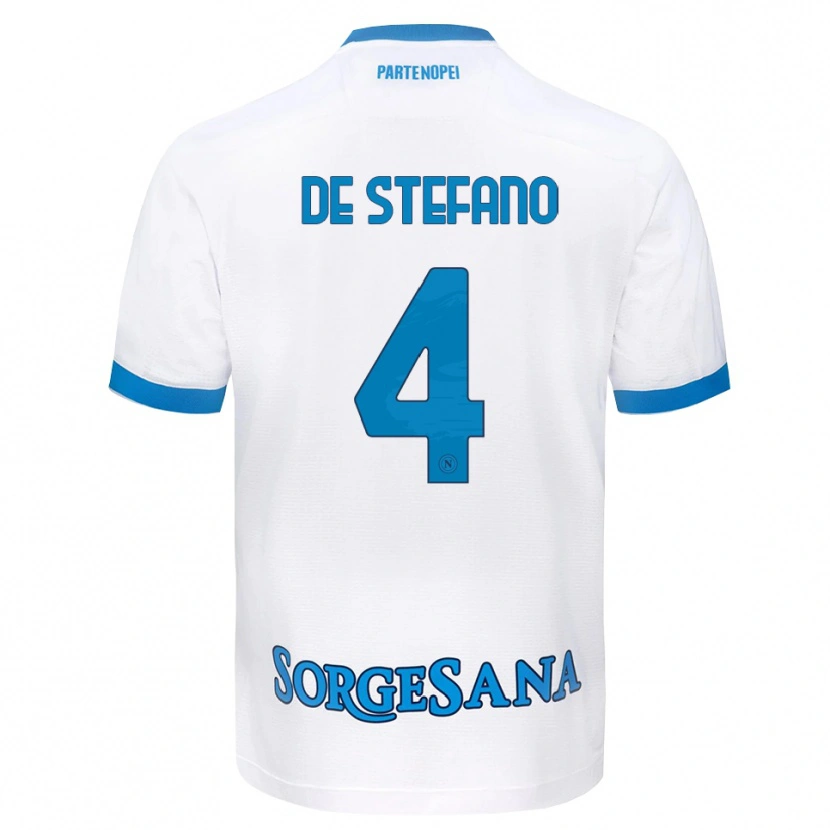 Danxen Homme Maillot Francesco De Stefano #4 Blanc Bleu Ciel Tenues Extérieur 2026/27 T-Shirt