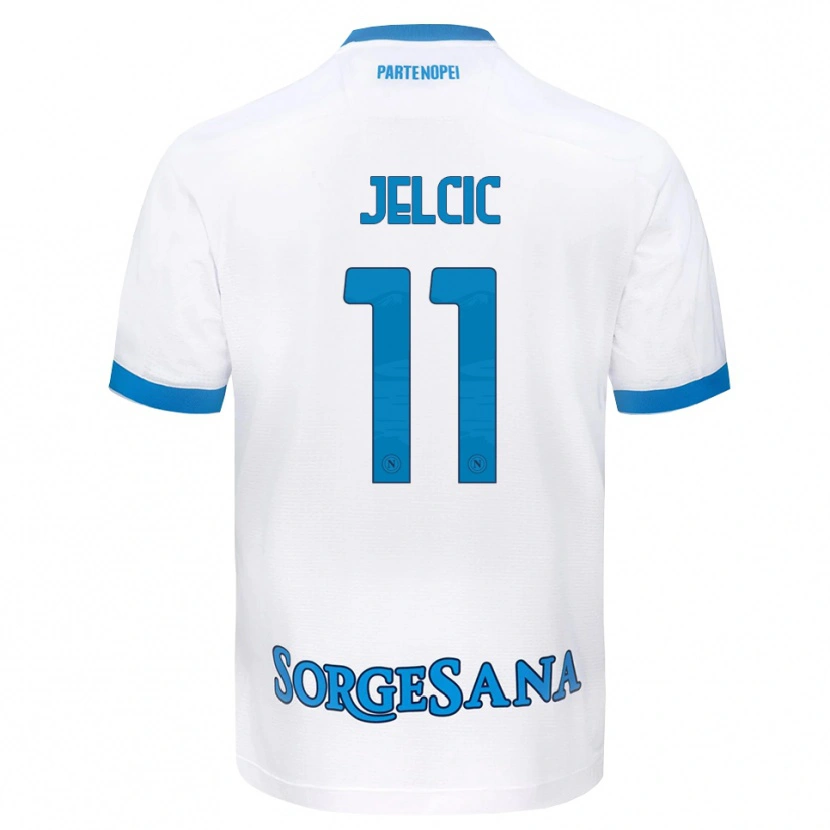 Danxen Homme Maillot Maja Jelčić #11 Blanc Bleu Ciel Tenues Extérieur 2026/27 T-Shirt