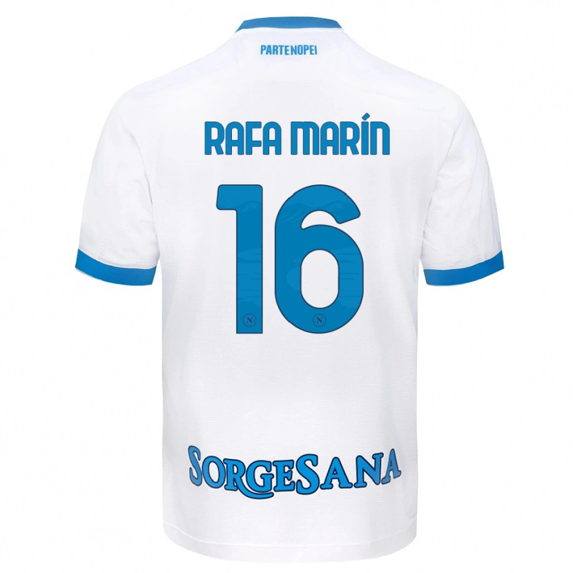 Danxen Homme Maillot Rafa Marín #16 Blanc Bleu Ciel Tenues Extérieur 2026/27 T-Shirt