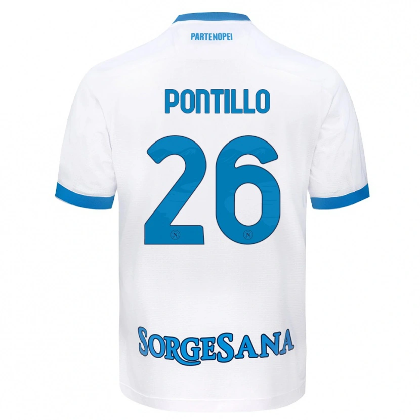 Danxen Homme Maillot Pasquale Pontillo #26 Blanc Bleu Ciel Tenues Extérieur 2026/27 T-Shirt